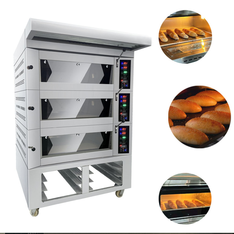 European-Style 3-Deck 15-Tray Industrial Oven with Steam Functionality - Perfect for Baking Cakes and Pastries