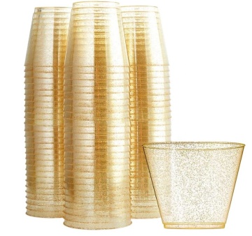 Premium Gold Glitter Plastic Cups for Weddings