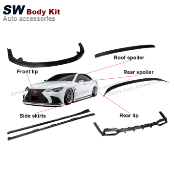 High Quality Carbon Fiber Body Kit with AG Style Bumper Lip, Side Skirt, Trunk Spoiler, and Roof Wing for Lexus LS500 2021