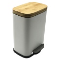 Bamboo Lid Powder Coated Trash Can