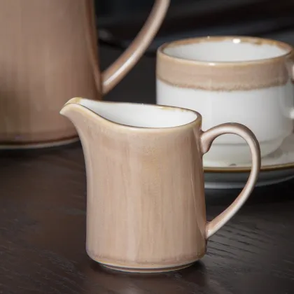 Rustic Porcelain Tea Cup Set with Reactive Glaze Pottery for Afternoon Tea