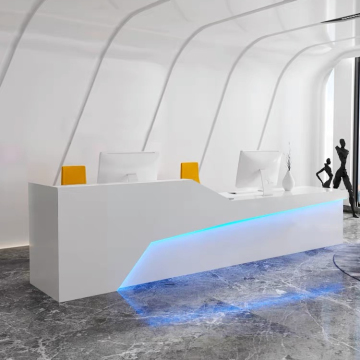2022 Μοντέρνα ξύλο LED Salon Gym Shop Cash Countal Reception Reception