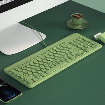 Bow 96-Key Retro Punk Ergonomic Wired Portable Keyboard med flerfärgad för bärbar dator