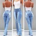 Skinny Ripped Bell Bottom Jeans for Women