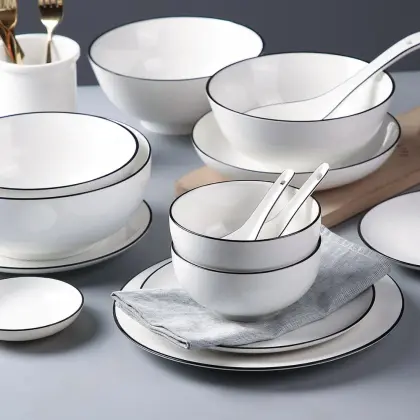 Superior Deep Royal Plate European Style Porcelain Dinnerware Set