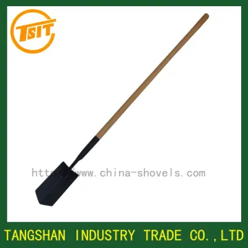 long wooden handle garden spade