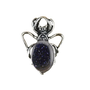 Blue Goldstone 13X18mm Cabs Antique Silver Alloy Spider Pendant for DIY Making Jewelry