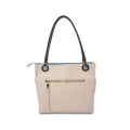 Modern Organizer Beige Color Medium Shoulder Leather Bag