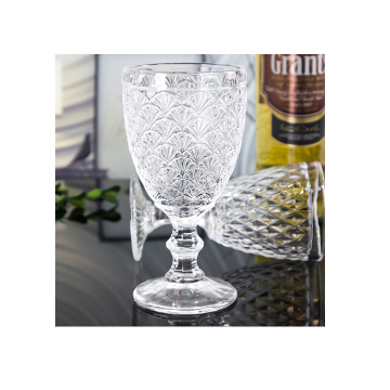 Hot Selling Wholesale Custom Old Fashion Embossed Crystal Vintage Wine Goblet Glasses