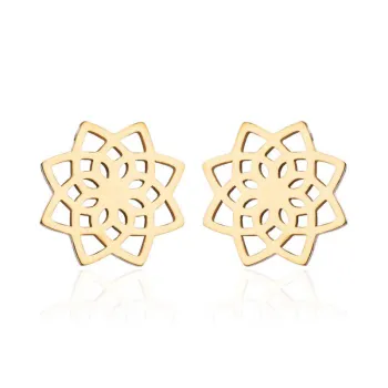 Simple Design 18K Gold & Silver Plated Lotus Flower Stud Earrings for Women and Girls - Stainless Steel Good Karma Jewelry