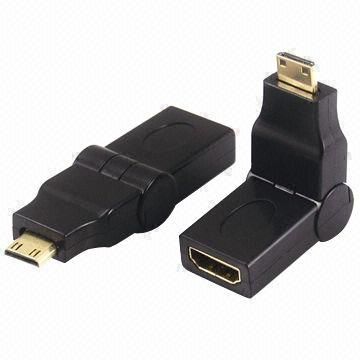 Placcatura mini HDMI adattatore maschio a HDMI femmina, 360° di rotazione, oro 24K