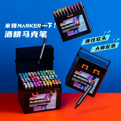 MIYA Alcohol Marker Pen Set - 60/80/120/180 Colors for Hobby, Kid, Artist Coloring & Art Supplies