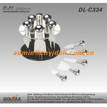 6 Pcs S/S Handle Cheese Knife Set With Acrylic Stand