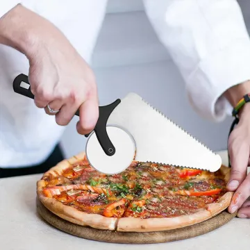 Stainless Steel Pizza Cutter Wheel and Pizza Shovel 2 in 1 Double Use Pizza Tools