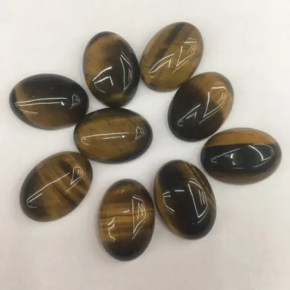 New Egg Shaped Tiger Eye Stone Ring Face