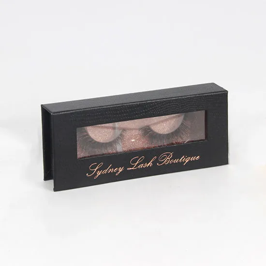 Custom Black PVC Window Eyelash Packaging Paper Box