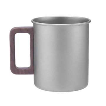 Titanium Cup with Wooden Handle - Portable Water Mug for Cookware and Outdoor Use