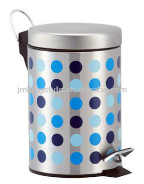 20L colorful dot metal waste bin with foot step