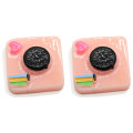 21mm Resin Pink Blue Color Simulated Camera Flatback Ornament for Key Chain Decorations 3D Craft