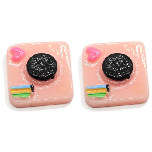 Cartoon Roze Camera Hart Hars Plaksteen Bedels Blauwe Video Cabochon Ambachtelijke Kinderen Sieraden Decoratie Accessoires