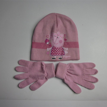 2016 Pink Peppa Pig Knit Hat Gloves