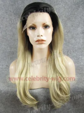 Dark Roots Blonde Bottom Wavy Synthetic Lace Front Wig