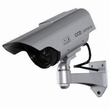 Solar Power Dummy Camera, Made of Plastic with IP44 Weatherproof Housing and Silvery Finish Color