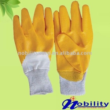 Interlock Lining Yellow Nitrile Coated Work Safety Glove
