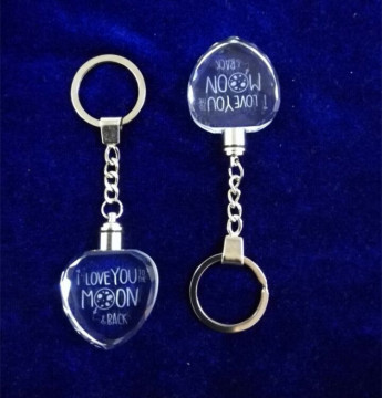 Wholesale Price Engraved 3d Blank Laser Crystal/glass Led Keychain For Wedding Souvenirs