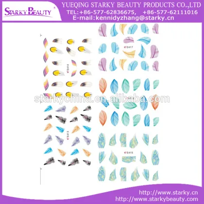 Colorful feather pattern 3D nail art decal stickers