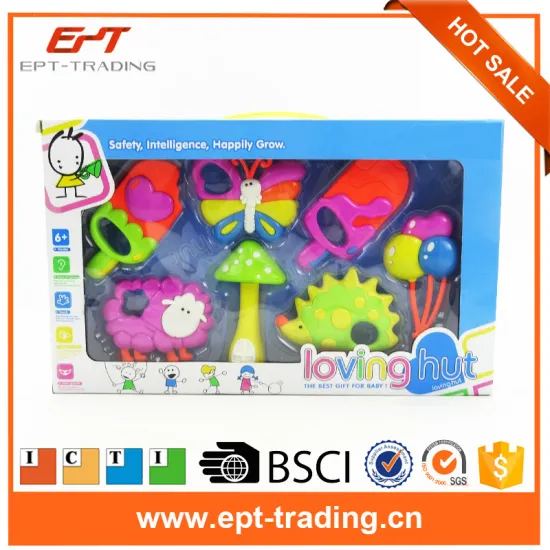 EN71 plastic factory toys for kids baby educational cartoon baby rattle toys