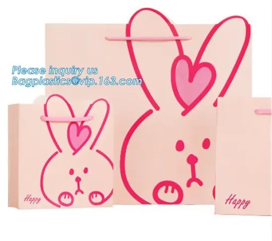 kitty gift paper bag, promotional customized size coated paper gift bag with logo, packaging paper gift bags with handles,