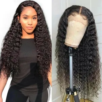 Natural Color Long Swiss Lace Kinky Curly Wig For Black Women 100%Raw wigs human hair lace front Brazilian 13*4 lace front wig