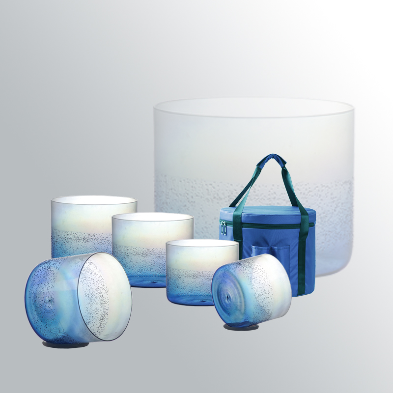 Q're blue crystal singing bowl set