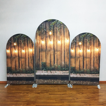 Wooden designs Events Aluminum arch Fabric Backdrop