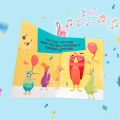 Biglietto d'auguri musicale per compleanno con pappagallo danzante