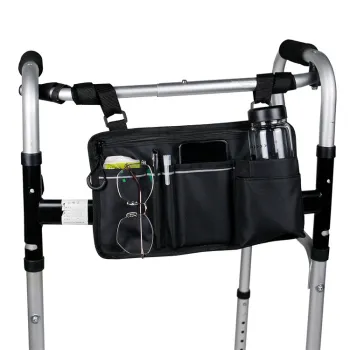 Rolling Universal Wheelchair Cup Holder and Storage Pouch