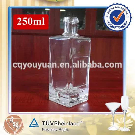 250ml / 500ml high flint glass french square bottles for liquor