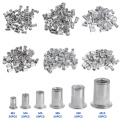 50Pcs M3 M4 M6 M8 M10 Flat Head Rivet Nuts Set Aluminum Alloy Rivet Nuts Nut Insert Riveting Set