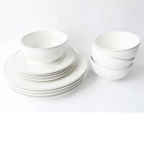 Factory Hot Selling Porcelain Dinnerware with Silver Rim