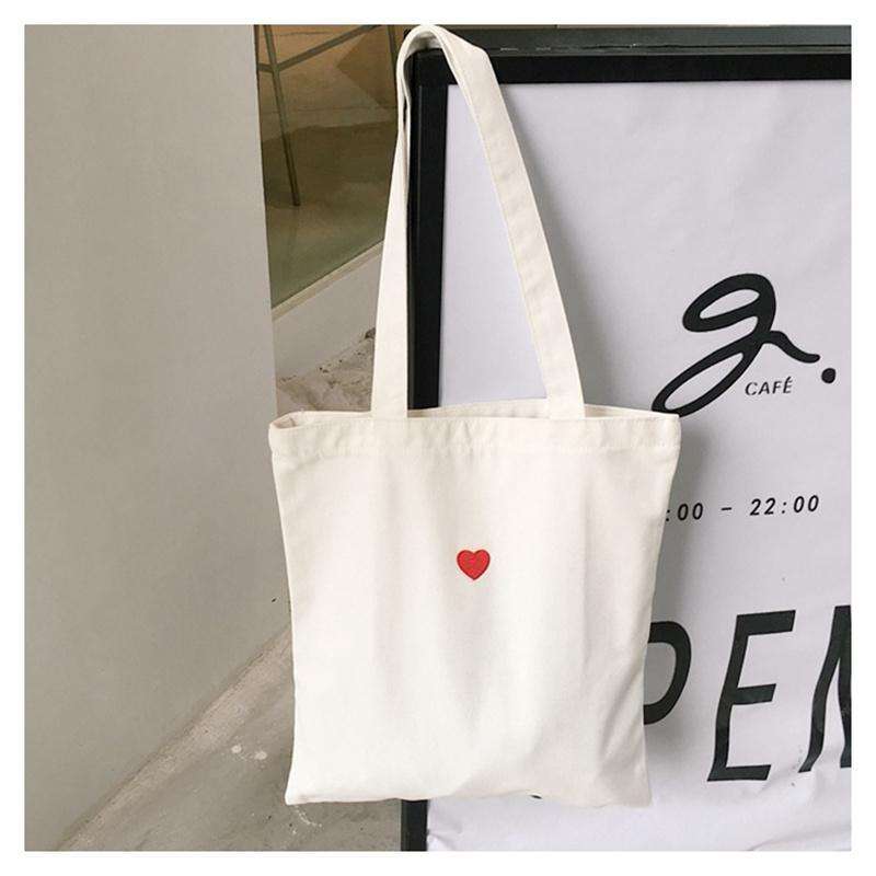 Simple Heart Design Custom Logo Print Canvas Bag