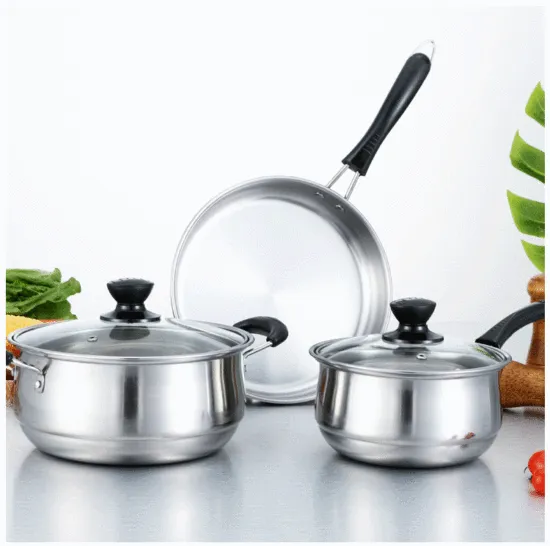 Stainless Steel Pot With Three Piece Set Thickened