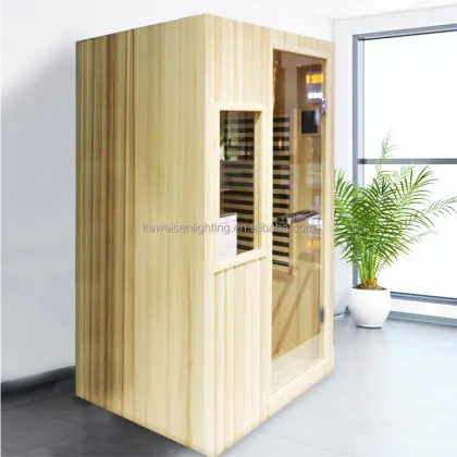 2-Person Indoor Wooden Sauna Room with Harvia Sauna Heater: Far Infrared Dry & Wet Steam Experience