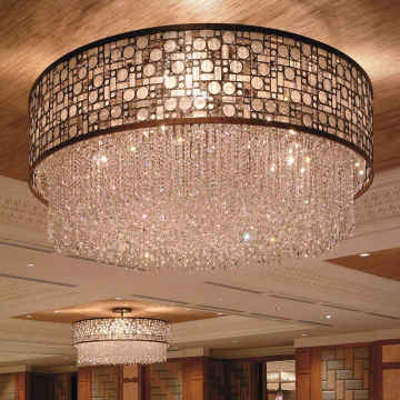 Wholesale Custom Chrome Modern Ceiling Crystal Chandeliers for Banquet Halls and Hotels with Low Ceilings
