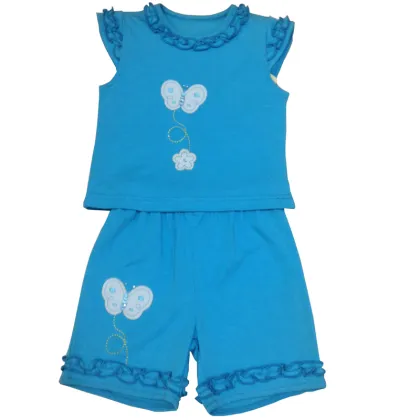 Blue Baby Clothing Sets Kids Boutique Clothing Sets Ruffle Toddler Outfits for Girl