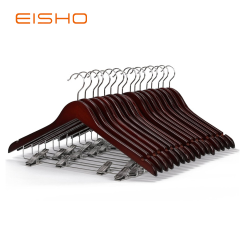 EISHO perchas de traje de madera con clips para hotel