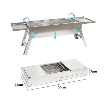 Portable Folding Stainless Steel BBQ Grill: Perfect for Camping, Picnics, and Family Gatherings