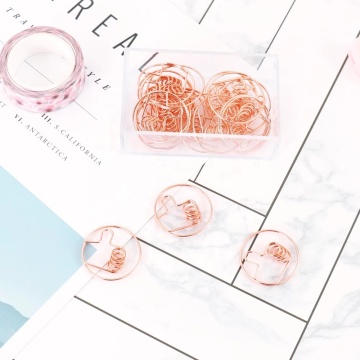 Rose Gold Thumb Paper Clips - Office Accessories Metal Paperclips