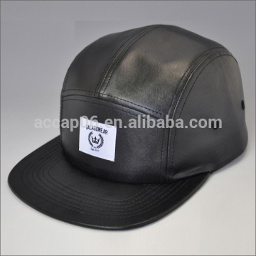 custom black leather fitted hat