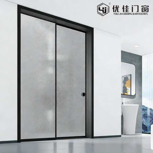 Puerta corrediza de vidrio decorativa de doble panel moderna